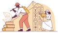 Archaeologists Uncovering Ancient Hieroglyphs Vector Scene, vector design Generative AI Royalty Free Stock Photo