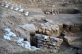 Archaeology class visiting ruins of Ancient and Biblical City of Ashkelon in Israel, Holy Land