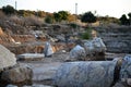 Archaeology class visiting ruins of Ancient and Biblical City of Ashkelon in Israel, Holy Land