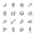 Archaeology Signs Black Thin Line Icon Set. Vector Royalty Free Stock Photo