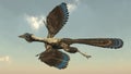 Archaeopteryx birds dinosaurs flying - 3D render