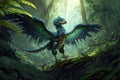 Archaeopteryx Dinosaur in a Prehistoric Setting - Ai Generative