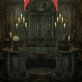 Archaic altar or sanctum in a fantasy setting