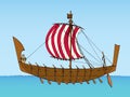 Vector illustration. Ancient Phoenician ship Royalty Free Stock Photo