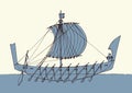 Vector illustration. Ancient Phoenician ship Royalty Free Stock Photo