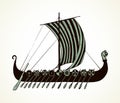 Ancient Viking ship. Vector drawing