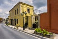 Archanes, Crete Island / Greece - March 20, 2019: Colorful old traditional houses in Archanes town