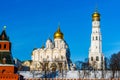 Archangel cathedral and Ivan the Great belfry of Moscow Kremlin Royalty Free Stock Photo