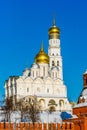 Archangel cathedral and Ivan the Great belfry of Moscow Kremlin Royalty Free Stock Photo