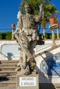 Archangel Saint Michael represented by a stone statue. Episcopal garden of Castelo Branco