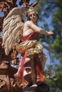 Archangel sculpted in polychromatic cedar wood