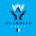 Archangel vector conceptual symbol for use in catechesis organizations. Royalty Free Stock Photo