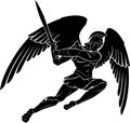 Archangel Warrior Battle Scene Silhouette Royalty Free Stock Photo