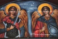 Archangel Michael and the Archangel Gabriel, a Byzantine icon in a small chapel, Greece Royalty Free Stock Photo