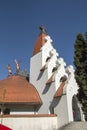 Archangels and crosses on Makovecz church Miercurea Ciuc Royalty Free Stock Photo