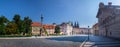 Archbishops Palace on Hradcany Square and main entrance to the first courtyard of Prague Castle, Prague, Czech Republic