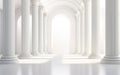 Arched architectural perspective in Antique style. Corridor with columns. Royalty Free Stock Photo