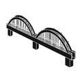 Arched bridge construction. Bridge single icon in black style