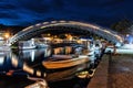 Arched bridge for pedestrians in Trogir, Croatia, night scene Royalty Free Stock Photo