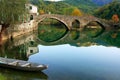 Arched bridge reflected in Crnojevica river, Montenegro Royalty Free Stock Photo