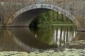 Arched bridge on river the Evre in Loire valley