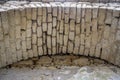 Arched ceiling. Antique masonry with stucco remains