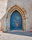 Arched church entrance door