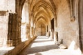 Arched cloister of historic Gothic architectural Cathedral Saint Royalty Free Stock Photo