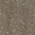 Arched cobblestone sidewalk pavement