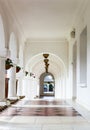 Arched colonade hallway at Sambata de Sus monastery Royalty Free Stock Photo