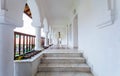 Arched colonade hallway at Sambata de Sus monastery