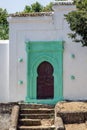 The  arched doorway of a Muslim building at Chellah in Morocco. Royalty Free Stock Photo