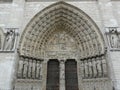 Arched Doorway At Notre Dame Cathedral, Paris Royalty Free Stock Photo