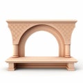 Arched Fireplace In Matte Photo Style With 3d Objects And Terracotta Medallions