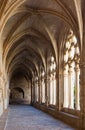 Arched gallery in the monastery of Santa Maria de Santes Creus. Catalonia,