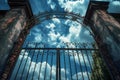 Arched gate surreal sky. Generate Ai