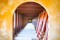 Arched hall of Hue citadel, Vietnam, Asia.