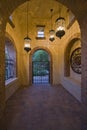 Arched Hallway With Lit Hanging Lights
