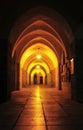 Arched hallway night Royalty Free Stock Photo