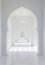 Arched Hallway Perspective with White Architecture and Light Royalty Free Stock Photo