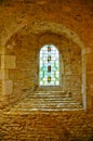 Arched Leadlight inside Medieval French Monastery