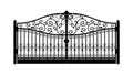 Arched metal gate with forged ornaments on a white background. Beautiful iron ornament gates. vector illustration eps 10 Royalty Free Stock Photo