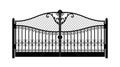 Arched metal gate with forged ornaments on a white background. Beautiful iron ornament gates. vector illustration eps10