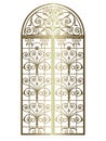 arched metal gates with wrought iron ornaments