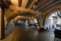 Arched passage with cafes, Girona, Catalonia, Spain