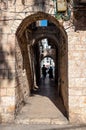 Arched passageway in the Nachlaot neighborhood in Jerusalem, Israel