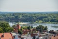 Arched steel bridge over Vistula river in Torun