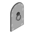 Arched steel door icon, isometric 3d style