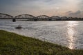 Arched, steel road bridge over the River Vistula