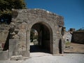 Arched stone entrance to old Napoleonic Fort in Porto, Portugal Royalty Free Stock Photo